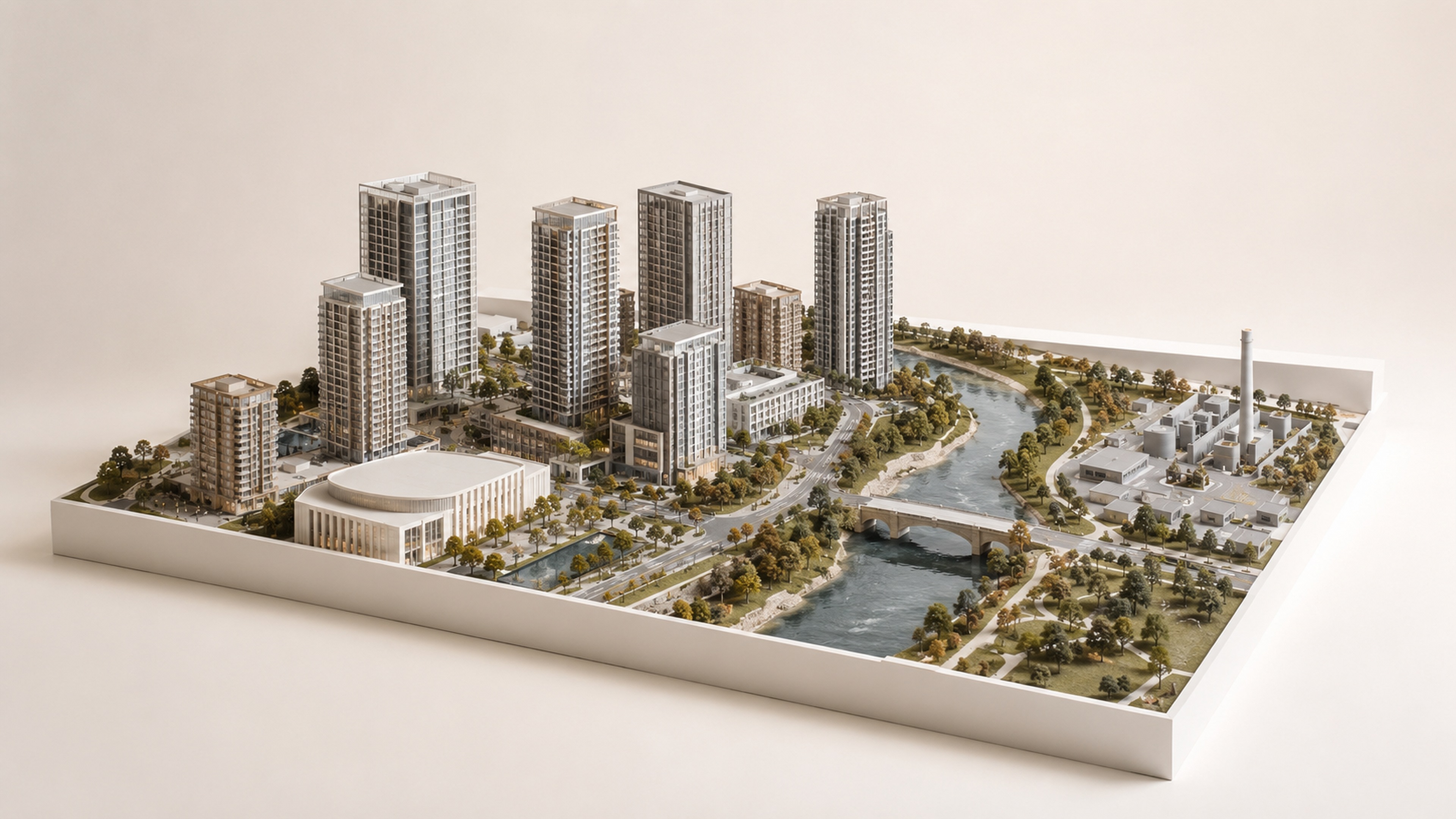 Premium architectural scale model masterplan in 4K